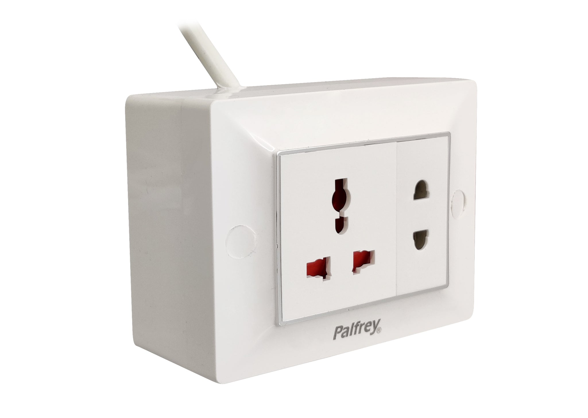 Palfrey Electric Extension Board - 1 Universal Socket and 1 Two Pin with 1.0 mm Heavy Duty Wire (White)