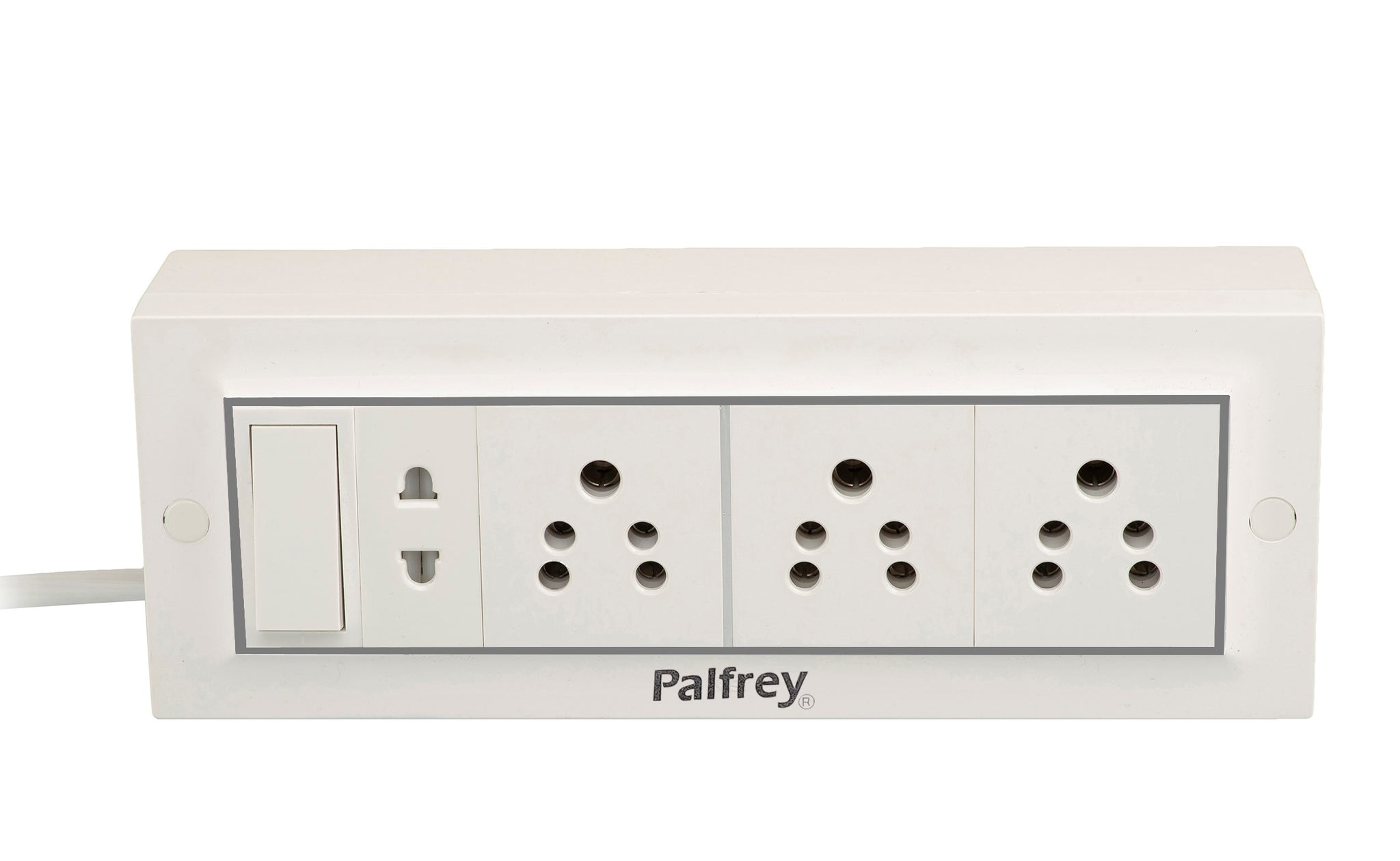 Palfrey Electric Extension Board - 5A + 5A + 5A + 1 Universal Two Pin Socket with Master Switch and Heavy Duty Wire (White)