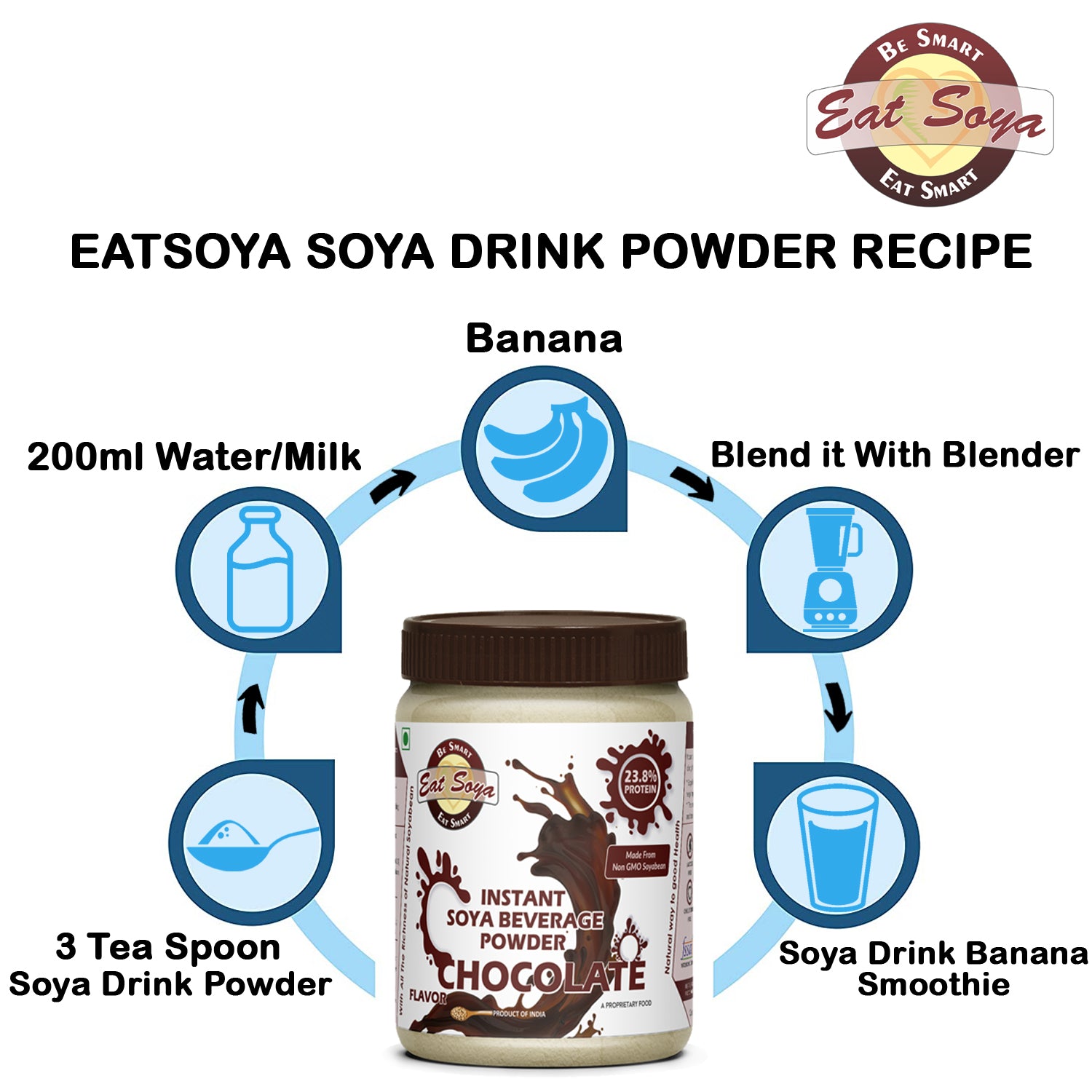 Soya Drink Powder - Chocolate - Vegan, Non GMO 200 g