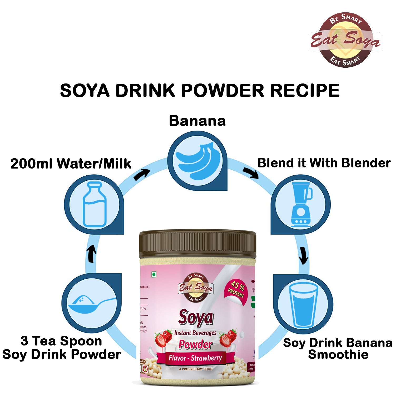 Soya Drink Powder Strawberry- Sugar Free 45% protein