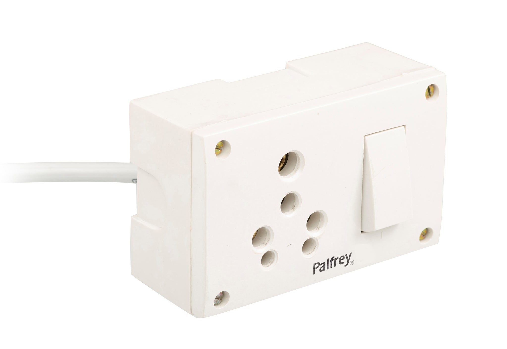 Palfrey Electric Extension Board - Single 16A with Switch and Heavy Duty Wire (White)