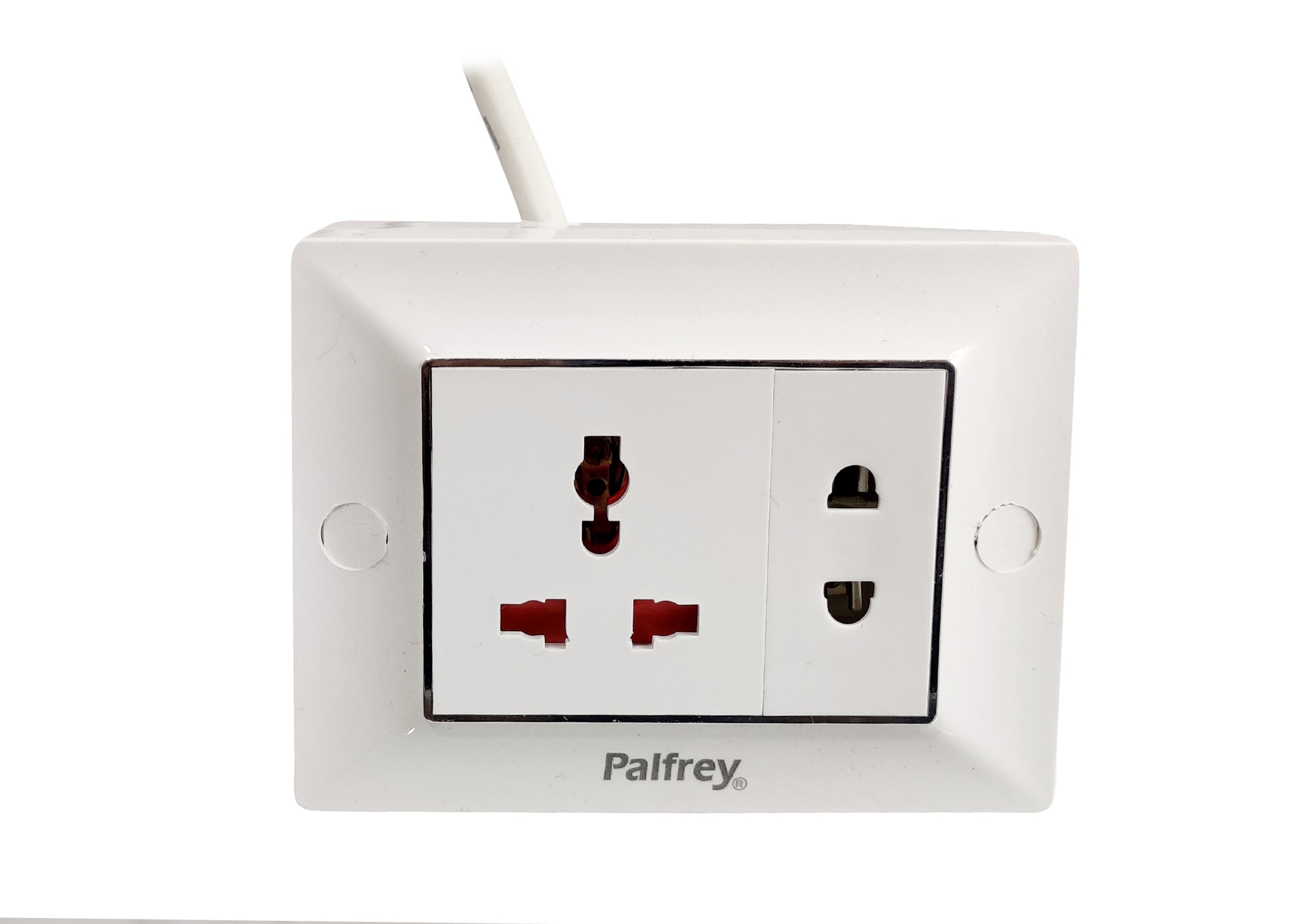 Palfrey Electric Extension Board - 1 Universal Socket and 1 Two Pin with 1.0 mm Heavy Duty Wire (White)