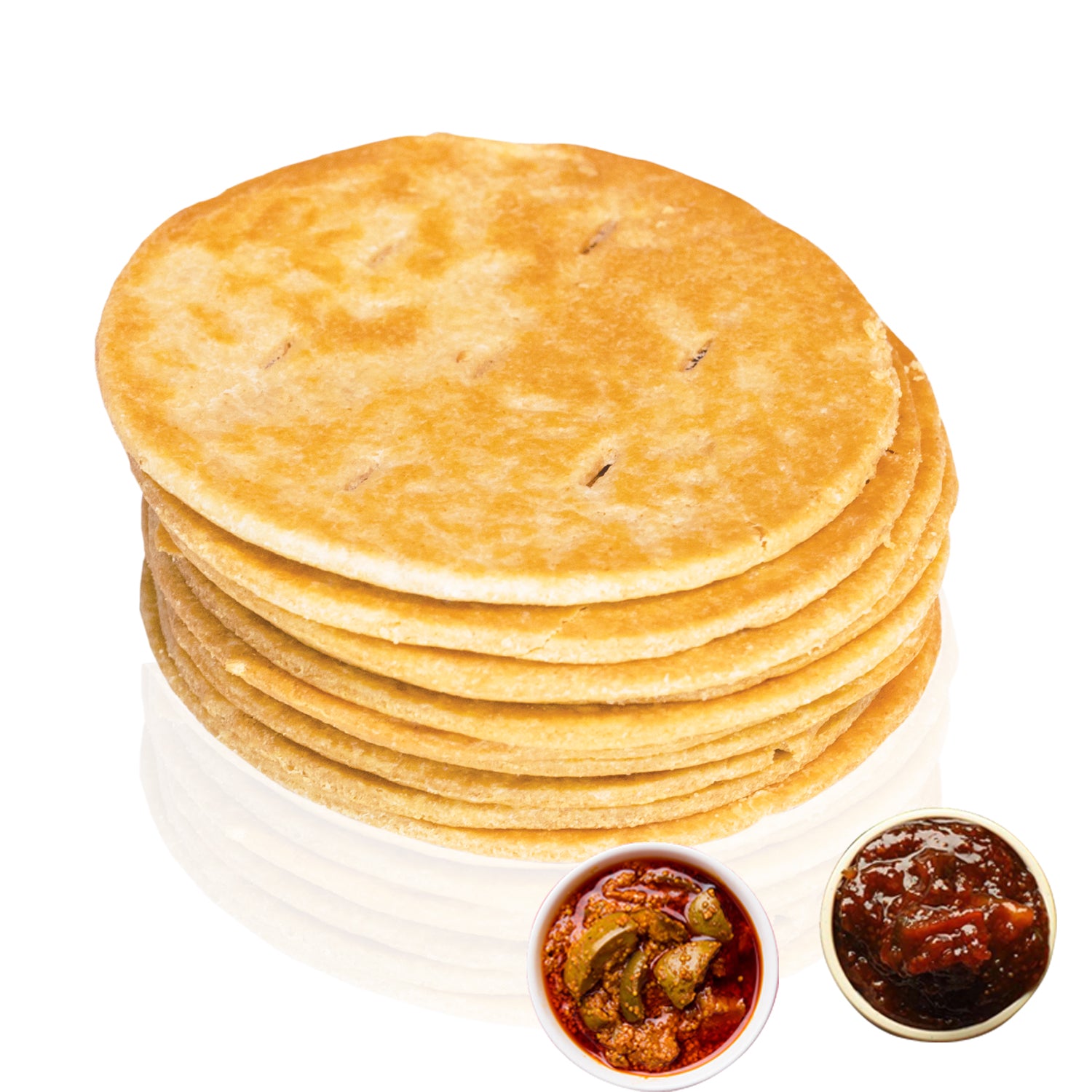 Jesar Namkeen Snacks Combo Achari Khakhra 200g-1 Pkt, Methi Khakhra 200g -1 Pkt And BhakhriToz With Mix Pickle and Gorkeri chutney 55g - 6 Pkt